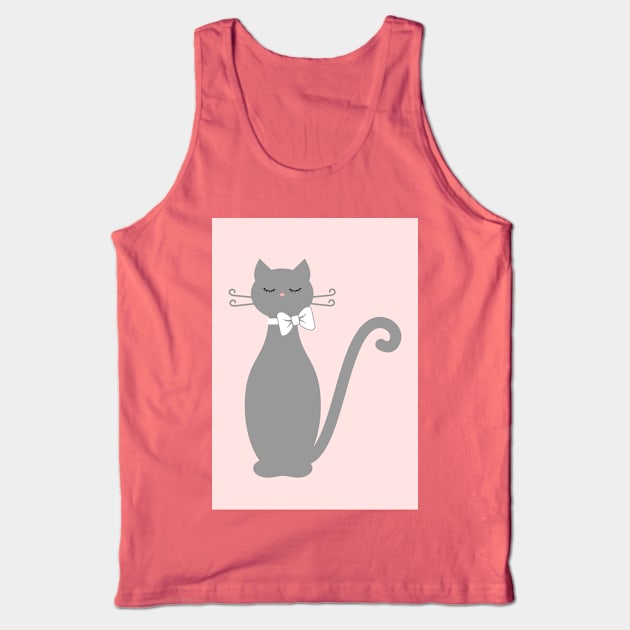 Gray Cat with Ribbon Tank Top by RageRabbit